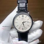 Perfect Replica RSS IWC Portofino Stainless Steel Case White Face Leather Strap 40mm Men's Watch